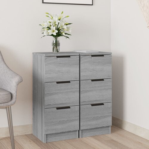 The Living Store Komoda 2 kosa siva sonoma 30x30x70 cm konstruiran les - Komoda, (21663548) Slike