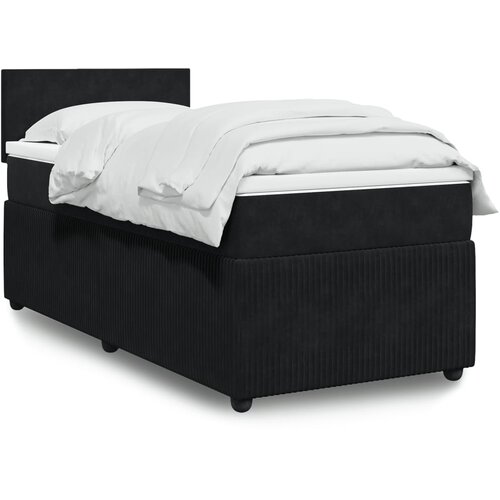 vidaXL Box spring postelja z vzmetnico črna 90x200 cm žamet Cene