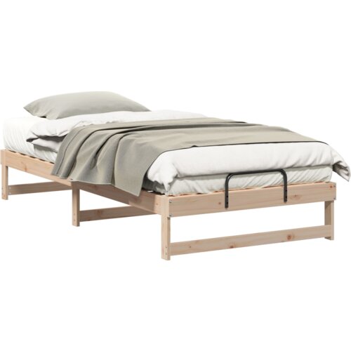 vidaXL Krevetni okvir z ročaji Rjava 100 x 210 cm Trdna borovina Cene