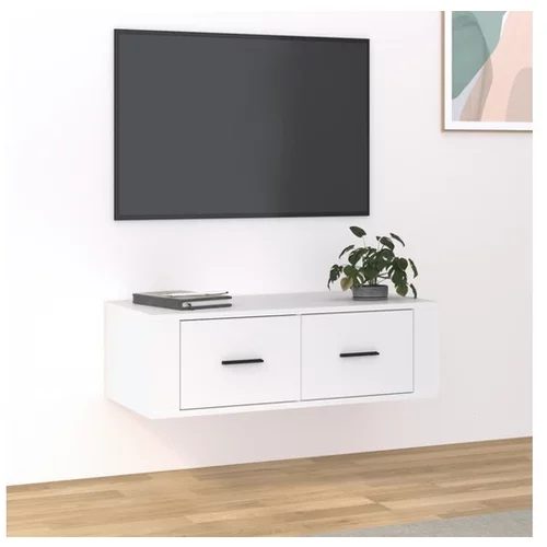  Viseča TV omarica bela 80x36x25 cm inženirski les