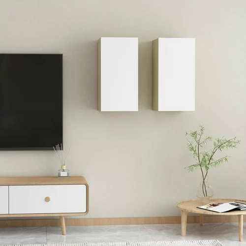 TV ormarići 2 kom bijeli i boja hrasta 30,5 x 30 x 60 cm drveni