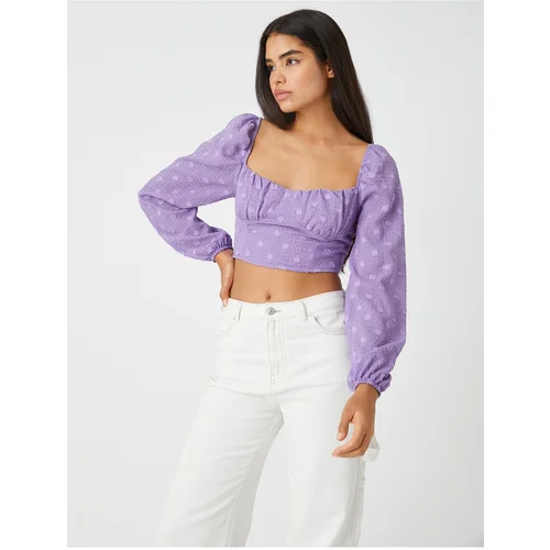 Koton Crop Blouse Balloon Sleeve Textured