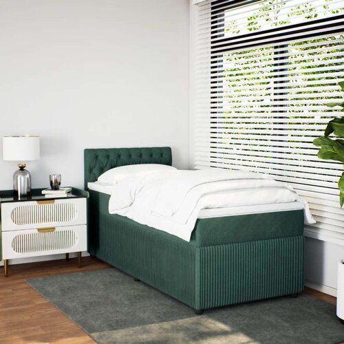 VidaXL Box spring krevet s madracem tamnozeleni 90x190 cm bar&amp;scaron;unasti Slike