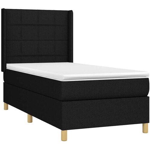  Krevet s oprugama i madracem crni 100 x 200 cm od tkanine Slike