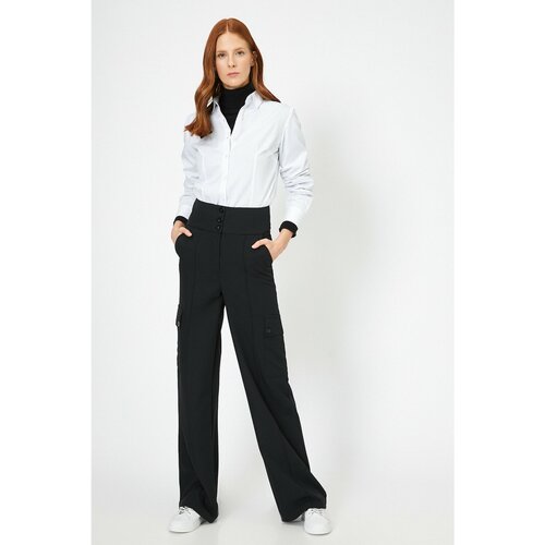 Koton Women's Black Button Detailed Trousers Cene