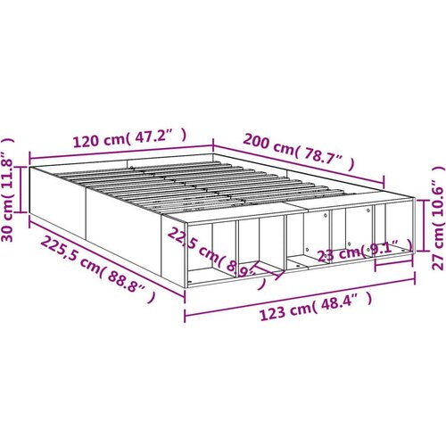 VidaXL Okvir kreveta boja hrasta sonome 120 x 200 cm konstruirano drvo Slike