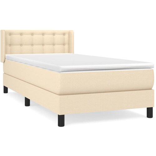 vidaXL Box spring postelja z vzmetnico krem 80x200 cm blago, (20894883) Cene
