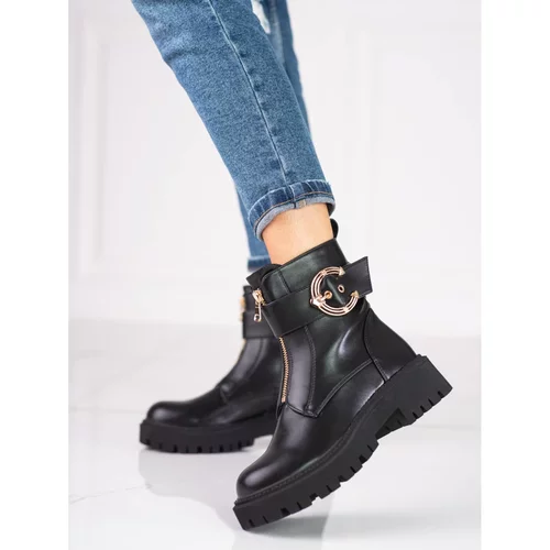 SHELOVET Women's workers black with decorative Buckle Shelovet