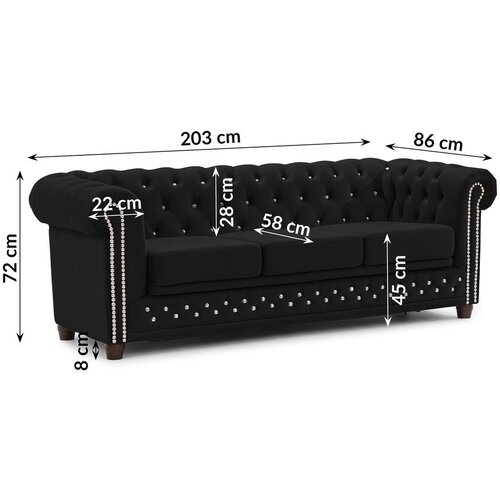 Ropez Crna bar&amp;scaron;unasti sklopiva sofa 203 cm York Blik &amp;ndash; Slike