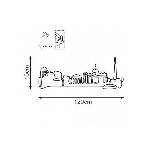 Wallity Zidna dekoracija Grad, 120x45cm, Crna Slike