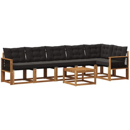 vidaXL Zunanja garnitura za sedenje z blazino 7 pcs Naravna in črna, (5000279908) Cene
