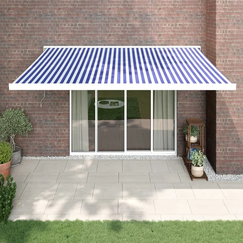 vidaXL Tenda na uvlačenje plavo-bijela 4 5x3 m od tkanine i aluminija