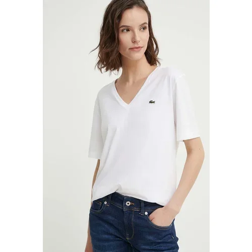 Lacoste Pamučna majica za žene, boja: bijela