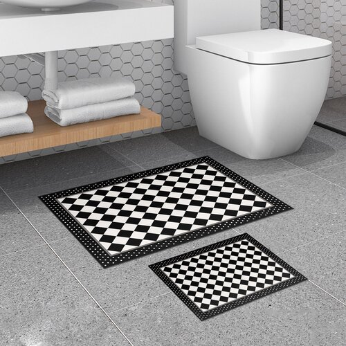 Hanah home Set od 2 tepiha za kupatilo, crno-bijeli Cene