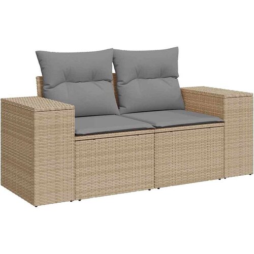  9-dijelni set vrtnih sofa s jastucima bež od poliratana Slike