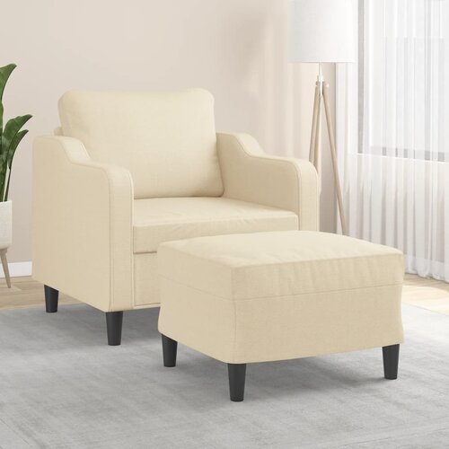 The Living Store Fotelj s stolčkom za noge krem 60 cm blago - Kavč S Stolčkom Za Noge, (21657111) Cene