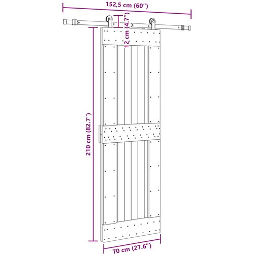  Klizna vrata NARVIK Prirodna i crna 70 x 210 cm (152,5 cm) Slike
