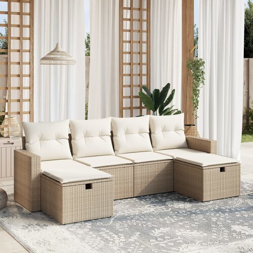 vidaXL 6-dijelni set vrtnih sofa s jastucima bež od poliratana Cijene