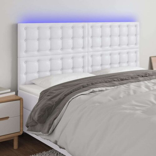  Posteljno vzglavje belo 160x5x118/128 cm umetno usnje, (20932799) Slike