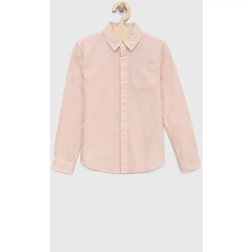 Guess Otroška bombažna srajca roza barva