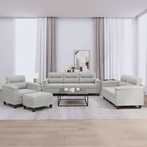  4-dijelni set sofa s jastucima svjetlosivi od mikrovlakana Cijene