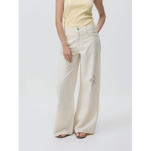 Reserved Wide leg traperice - krem Cene