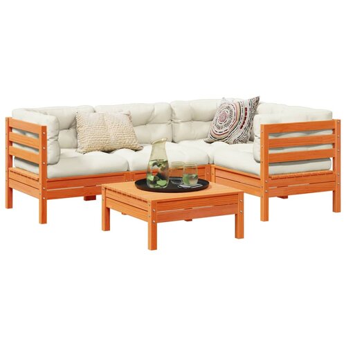 vidaXL 5-dijelni set vrtnih sofa s jastucima voštano smeđi od borovine Cene