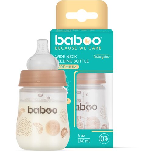 Baboo Anti-colic Feeding Bottle antikolična steklenička za otroke od rojstva Au Naturale, 0+ months 180 ml Slike