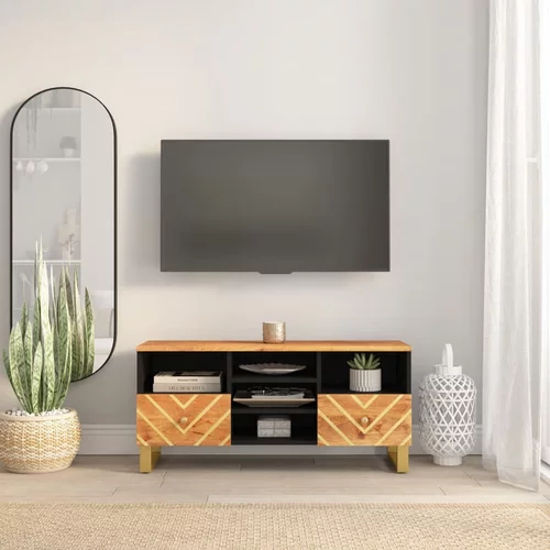 vidaXL TV ormarić smeđe-crni 100 x 33 5 x 46 cm od masivnog drva manga