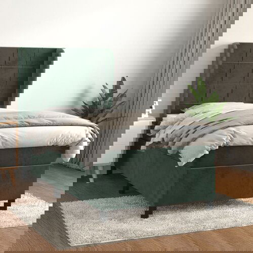 VidaXL Box spring postelja z vzmetnico temno zelena 80x200 cm žamet Slike