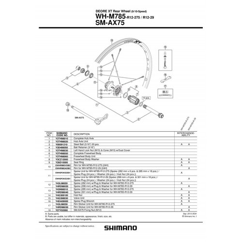  ŽICA SHIMANO WHM785R29 301MM &amp;amp; PLUG/WASHER Y4RD98040 SHIMANO Slike