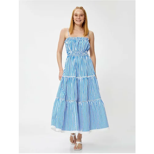 Koton Layered Long Dress with Straps Gippe Cotton