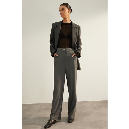 Trendyol Anthracite Premium Wide Leg Woven Trousers Slike
