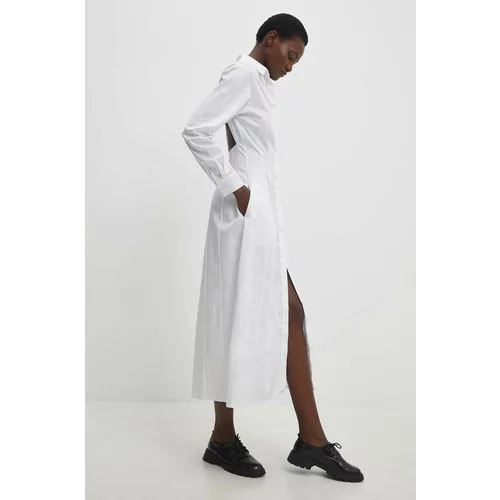 Answear Lab Pamučna haljina boja: bijela, maxi, širi se prema dolje