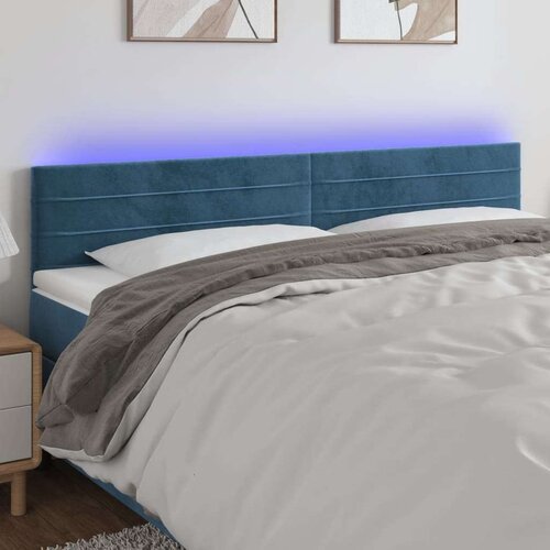  Posteljno vzglavje temno modro 160x5x78/88 cm žamet, (20932755) Slike