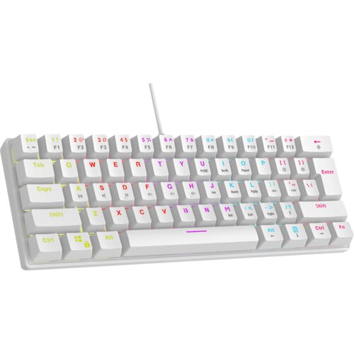 Rampage Tastatura gaming PLOWER K60 White US Layout Wrist Support Blue Switch Gaming Keyboard, 37254 Slike