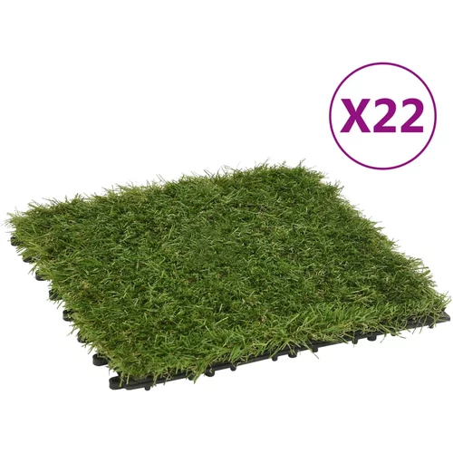 vidaXL Umetna trava plošče 22 kosov zelena 30x30 cm