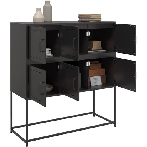  Komoda crna 100,5 x 39 x 107 cm od čelika Slike