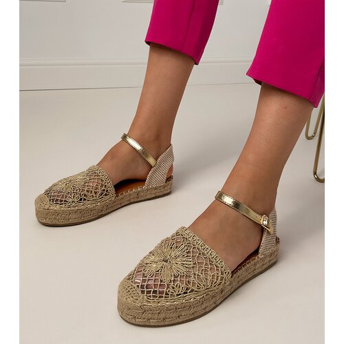 D/CEO Golden perforated espadrille sandals Santos Cijene