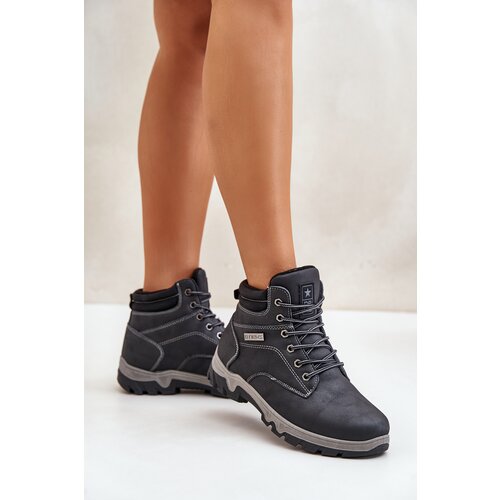 EVENTO Men's Insulated Trekking Shoes Made Of Eco Leather Navy Neramia Cene