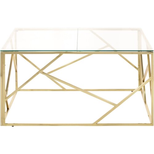 Maison Chic Klubska mizica - kavna mizica - Nizka mizica zlata nerjaveče jeklo in kaljeno steklo, (21751883) Slike