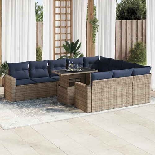 vidaXL 11-dijelni set vrtnih sofa poliratan i bagrem s jastucima crni Cijene