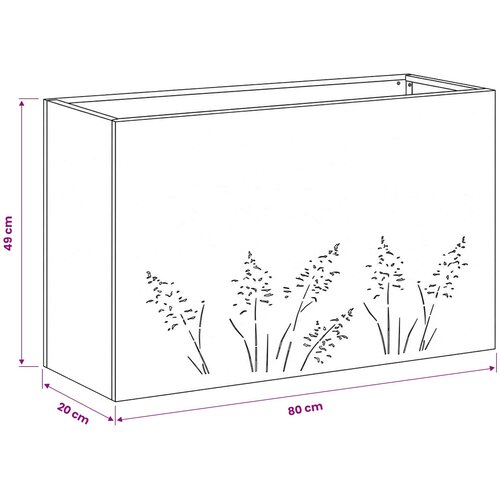  Vrtna saksija Crna 80 x 20 x 49 cm Čelična vrata Slike