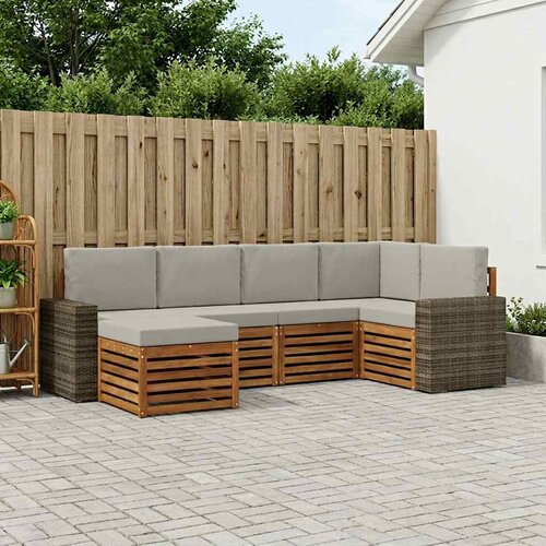  Set vanjskih sofa 6 kom. Prirodna i svjetlosiva Poliester 255 x 136,5 x 73 cm Cene