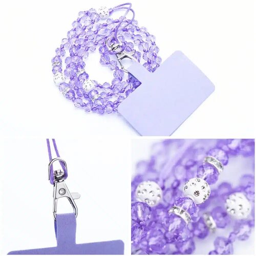  Obesek za telefon CRYSTAL DIAMOND / dolžina vrvice 74cm (37cm v zanki) / okrog vratu vijolična Slike