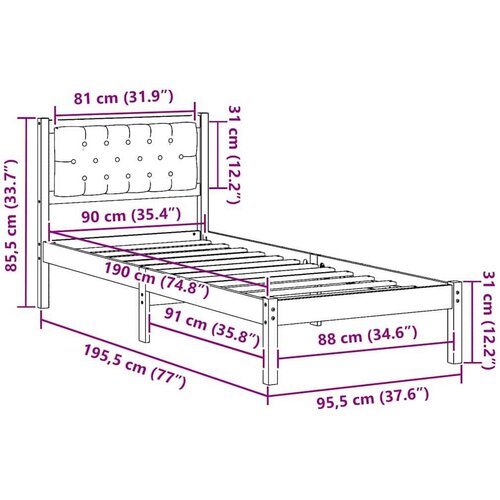  Okvir za krevet Svijetlo siva 90 x 190 cm tkanina Slike