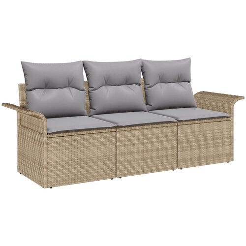 vidaXL set od 3 dijela vrtnih sofa s jastučićima Bež Poli Ratan Cene