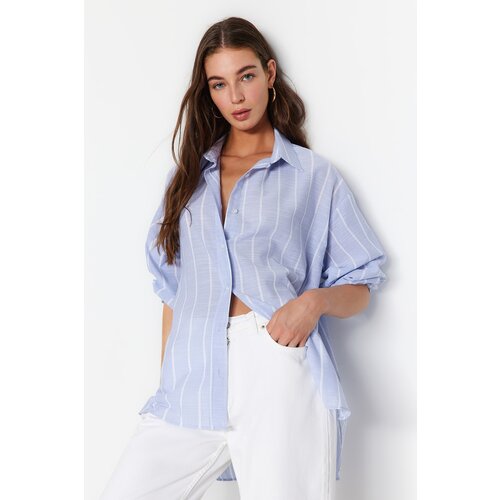 Trendyol Shirt - Blue - Oversize Cene