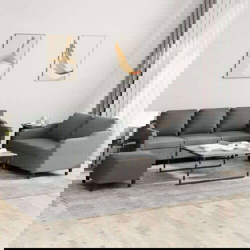  3-dijelni set sofa s jastucima tamnosivi od tkanine Slike