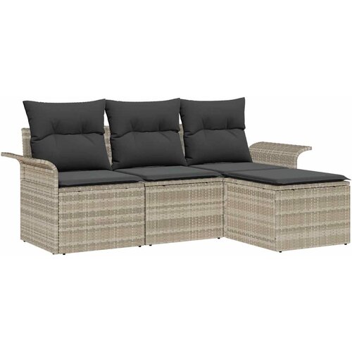  Sjedeća garnitura za vrt 4 kom. Svijetlo siva poliratan 196 x 117 x 69 cm Slike